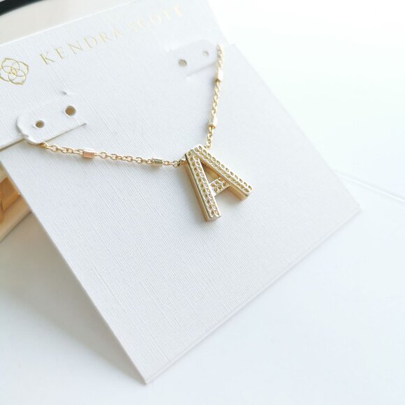 Kendra Scott Letter A Gold Pendant Necklace - Picture 2 of 4